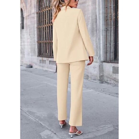 Oversized Blazer & Wide Leg Pants Suit Set Premium Fabric Business Casual - Picture 3 of 8